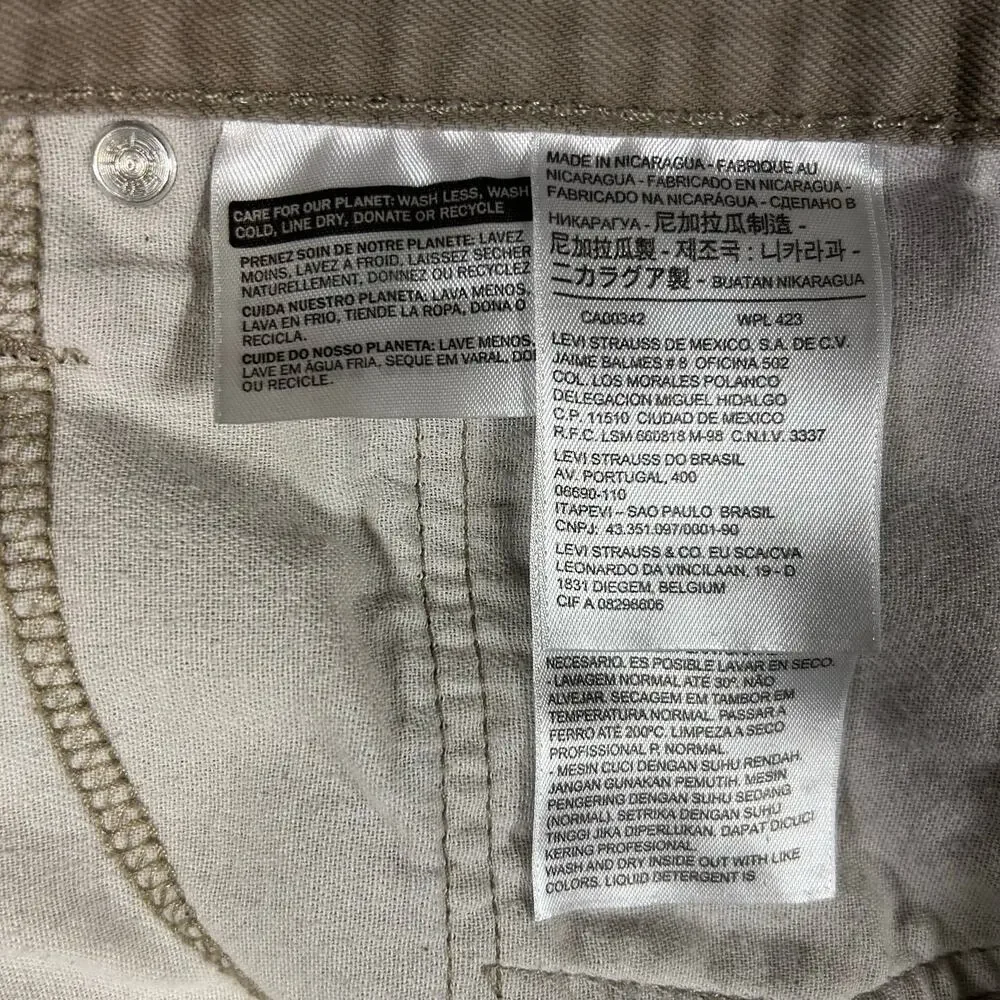 Levi's 559 Jeans Men's 44x32 Tan 100% Cotton White Tag Korea Denim‎ Pants